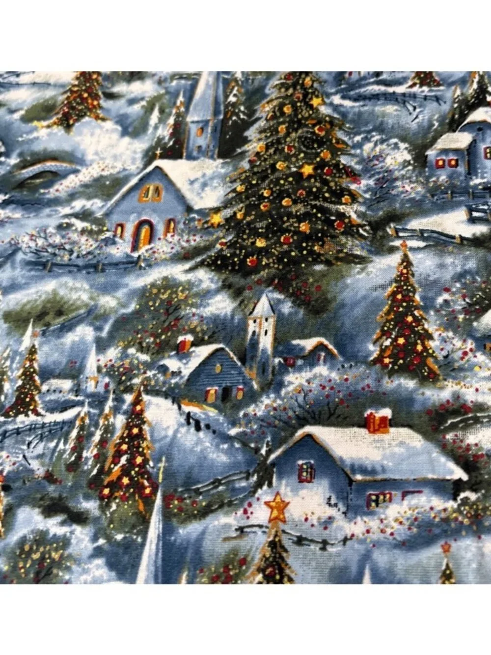 Christmas Village Cotton Fabric 21x24